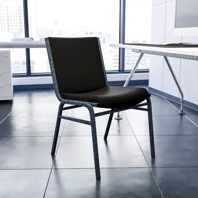 Main image of Heavy Duty Black Vinyl Stack Chair | Vinyl Upholstery, Durable Construction, Commercial Use