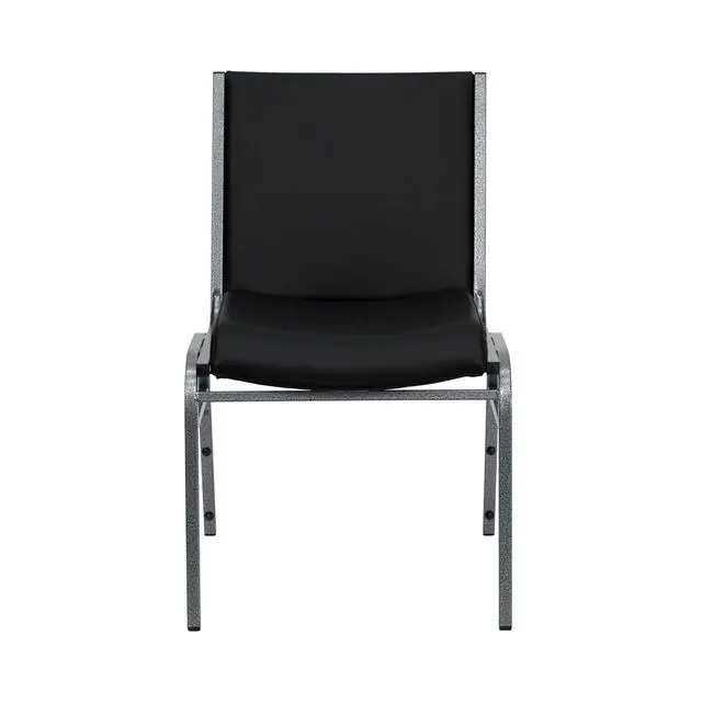Alt view image 4 of 7 - Heavy Duty Black Vinyl Stack Chair | Vinyl Upholstery, Durable Construction, Commercial Use