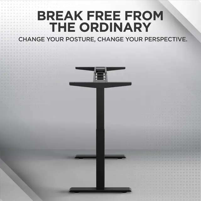 Alt view image 4 of 7 - Electric Dual Motor Standing Desk Frame 2-Stage (Black) | Standing desk legs in laser-cut steel. Lift 250 lbs, 4 memory presets, anti-collision, adjustable width. Adjusts 27.2-46.7"