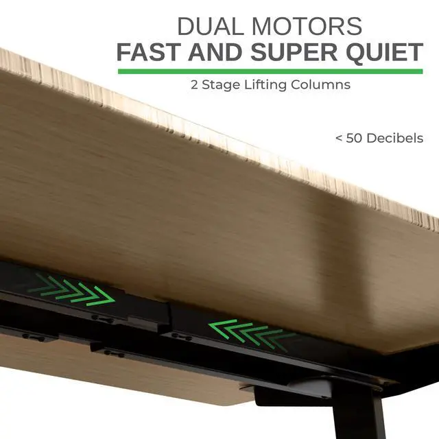 Alt view image 6 of 7 - Electric Dual Motor Standing Desk Frame 2-Stage (Black) | Standing desk legs in laser-cut steel. Lift 250 lbs, 4 memory presets, anti-collision, adjustable width. Adjusts 27.2-46.7"
