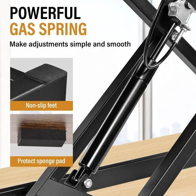 Alt view image 5 of 7 - 37 Inch Standing Desk Converter, Height Adjustable Desktop Standing Desk, Stand Up Riser Compatibles with 2 Computer, Stand Up Converter Laptop Workstation to 18.8" Tall, Black