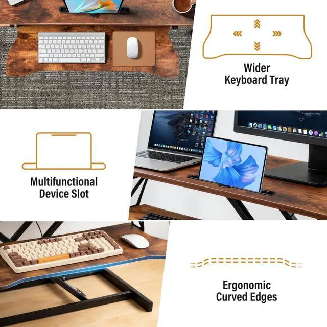 Alt view image 4 of 7 - 37 Inch Standing Desk Converter, Height Adjustable Desktop Standing Desk, Stand Up Riser Compatibles with 2 Computer, Stand Up Converter Laptop Workstation to 18.8" Tall, Black