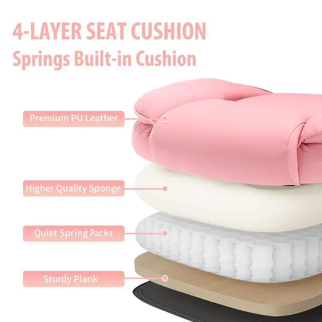 Alt view image 7 of 7 - Pink Office Chair, Ergonomic High Back Executive Office Desk Chairs for Women, 90°-120° Rocking Computer Chair with Wheels, Swivel Lumbar Support Home Office Desk Chair