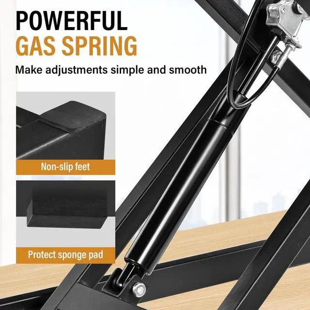Alt view image 4 of 7 - 37 Inch Standing Desk Converter, Height Adjustable Desktop Standing Desk, Stand Up Riser Compatibles with 2 Computer, Stand Up Converter Laptop Workstation to 18.8" Tall, Black