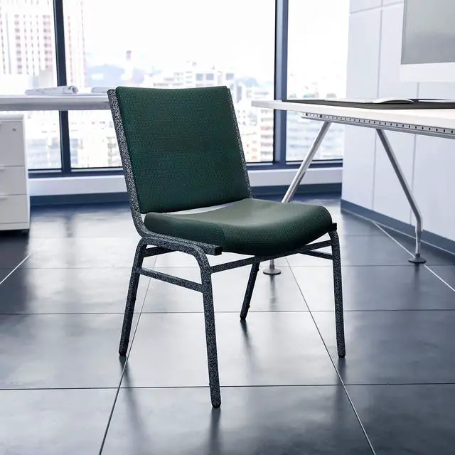 Main image of Heavy Duty Green Patterned Fabric Stack Chair | Fabric Upholstery, Durable Construction, Commercial Use