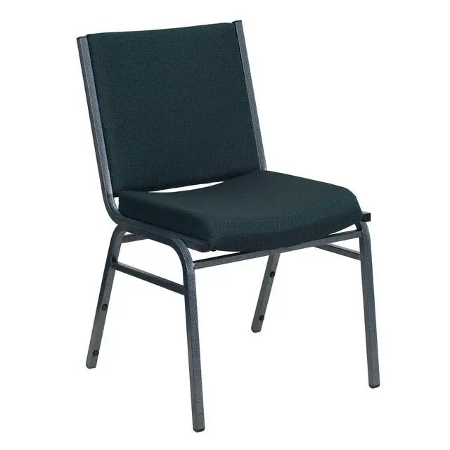 Alt view image 3 of 7 - Heavy Duty Green Patterned Fabric Stack Chair | Fabric Upholstery, Durable Construction, Commercial Use