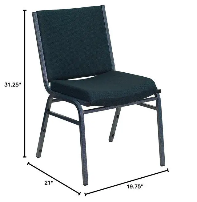 Alt view image 2 of 7 - Heavy Duty Green Patterned Fabric Stack Chair | Fabric Upholstery, Durable Construction, Commercial Use