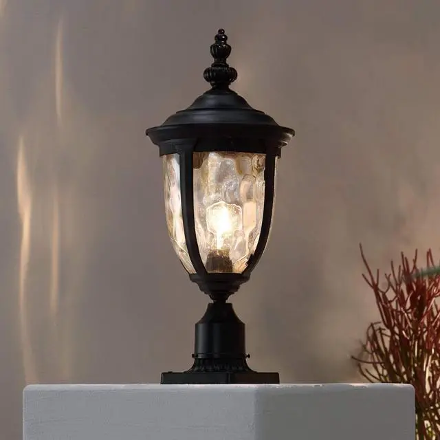 Main image of Bellagio Traditional Post Light Pier Mount Textured Black 22 3/4" Clear Hammered Glass for Exterior House Porch Patio Outside Deck Garage Yard Garden Driveway Home Lawn Walkway