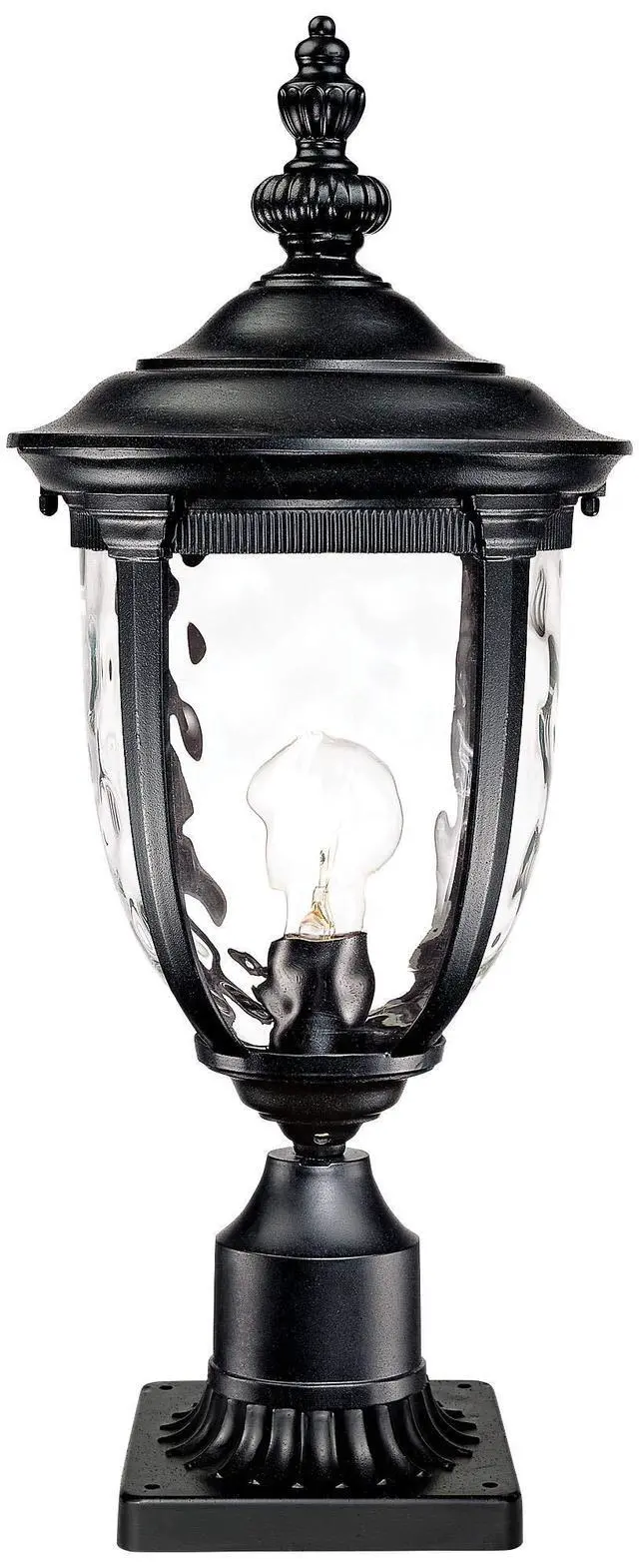 Alt view image 2 of 6 - Bellagio Traditional Post Light Pier Mount Textured Black 22 3/4" Clear Hammered Glass for Exterior House Porch Patio Outside Deck Garage Yard Garden Driveway Home Lawn Walkway