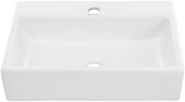 Main image of Claire 20 Rectangle Ceramic Vessel Sink, Matte White