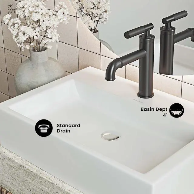 Alt view image 3 of 6 - Claire 20 Rectangle Ceramic Vessel Sink, Matte White