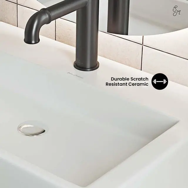 Alt view image 5 of 6 - Claire 20 Rectangle Ceramic Vessel Sink, Matte White