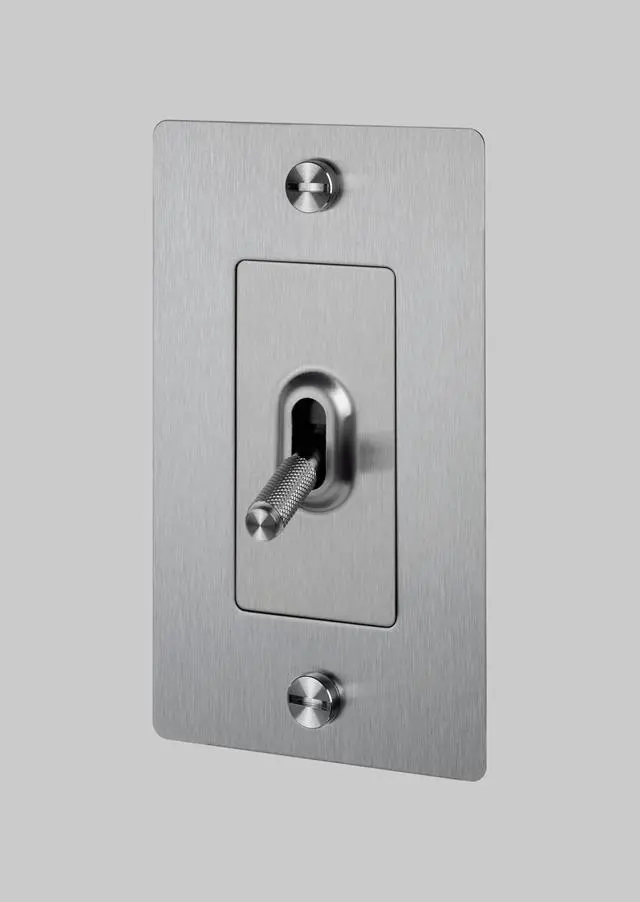 Main image of Buster and Punch 1 Gang Light Switch 1-Way Cross Knurl Without Logo (Steel)