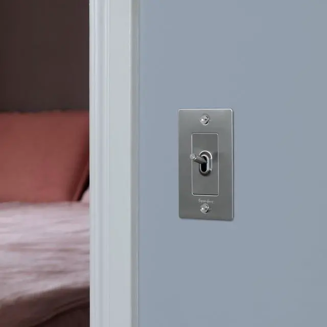 Alt view image 4 of 4 - Buster and Punch 1 Gang Light Switch 1-Way Cross Knurl Without Logo (Steel)
