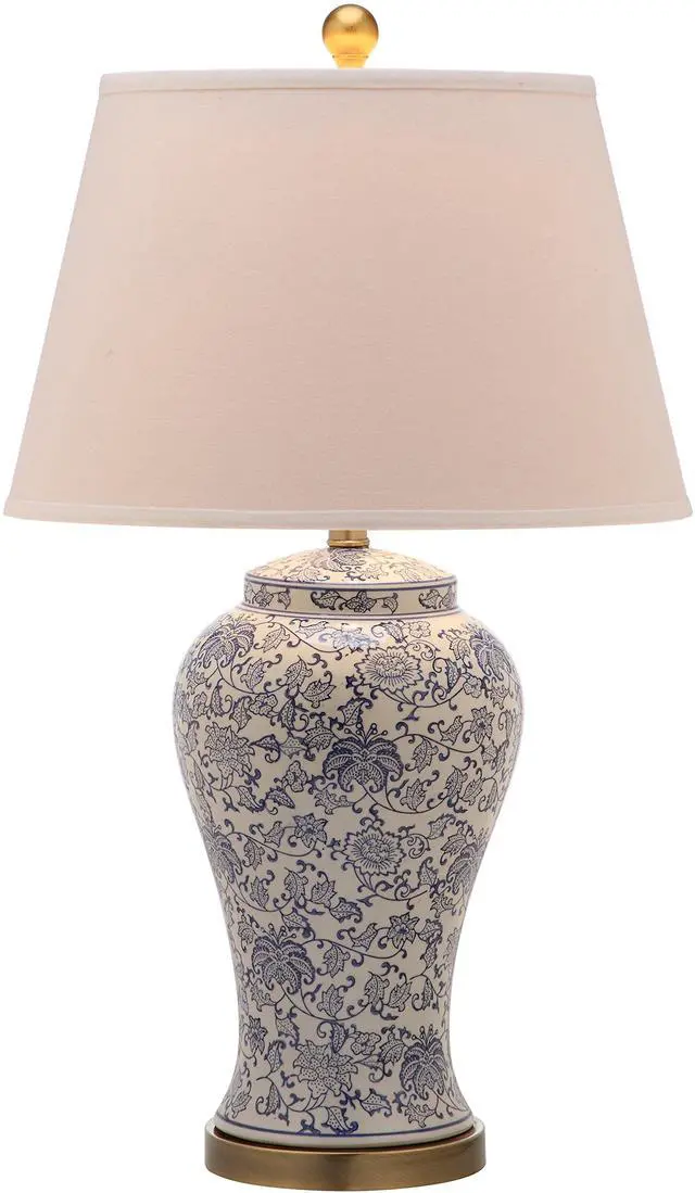Alt view image 6 of 6 - Lighting Collection Spring Blossom Set of 2 Blue & White Floral Chinoiserie Table Lamps, 29-Inch Ceramic Lamps for Bedroom, Living Room, Home Office (LIT4170B-SET2)