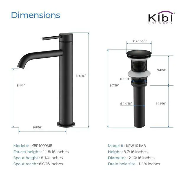 Alt view image 4 of 6 - Bathroom Vessel Sink Faucet, Solid Brass Single Handle Single Hole Bathroom Faucet, High Arc Modern Vanity Faucet with Pop Up Drain, Matte Black, Rust & Corrosion Resistant