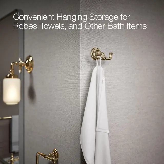 Alt view image 3 of 6 - 72572-AF Artifacts® Double Robe Hook, Vibrant French Gold