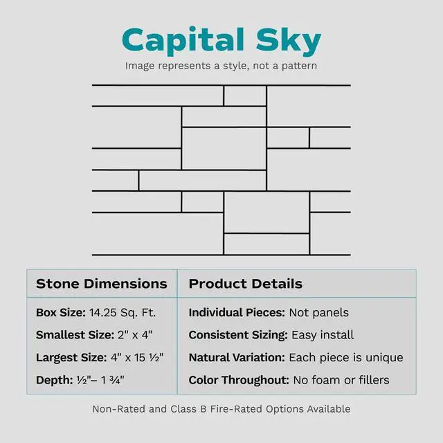 Alt view image 2 of 6 - Evolve Stone Capital Sky DP Non-Rated Flat Stone Veneer (14.25 sq. ft.)