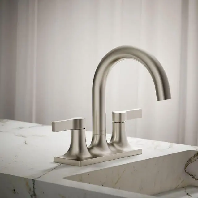 Alt view image 2 of 6 - K-28124-4-BN Venza® Centerset Bathroom Sink Faucet, 3-Hole, 1.2 GPM, Easy Installation, Corrosion Resistant, Vibrant Brushed Nickel