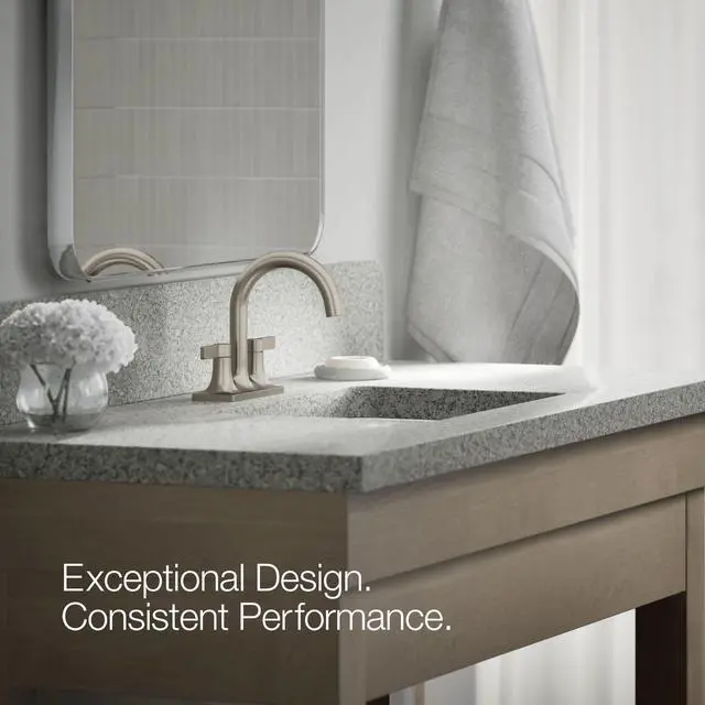 Alt view image 4 of 6 - K-28124-4-BN Venza® Centerset Bathroom Sink Faucet, 3-Hole, 1.2 GPM, Easy Installation, Corrosion Resistant, Vibrant Brushed Nickel