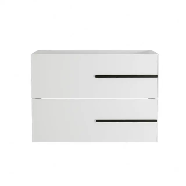 Main image of 30 inch Floating Bathroom Vanity Without Sink, Space Saving Fluted Design for Small Bathrooms, Soft Closing Drawers & Black Handles White