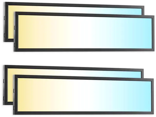 Main image of Sunco 4 Pack 1x4 LED Flat Panel Light, Dual Selectable CCT 3500K/4000K/5000K & Selectable Wattage 30W/40W/46W, 5700LM, 0-10V Dimming, Matte Black Drop Ceiling Fixture - ETL, DLC