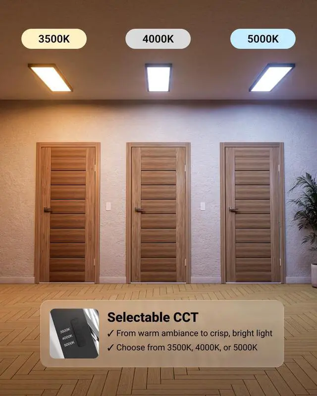 Alt view image 2 of 6 - Sunco 4 Pack 1x4 LED Flat Panel Light, Dual Selectable CCT 3500K/4000K/5000K & Selectable Wattage 30W/40W/46W, 5700LM, 0-10V Dimming, Matte Black Drop Ceiling Fixture - ETL, DLC