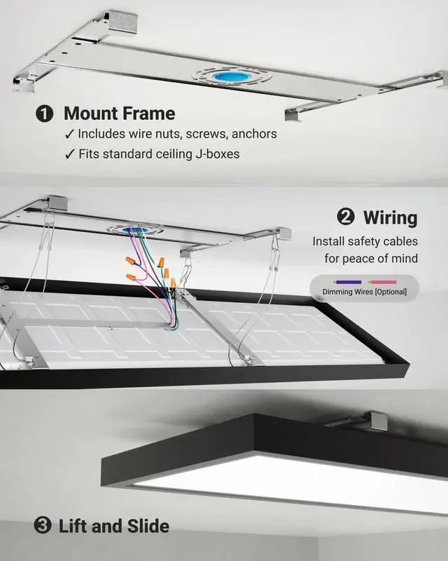 Alt view image 4 of 6 - Sunco 4 Pack 1x4 LED Flat Panel Light, Dual Selectable CCT 3500K/4000K/5000K & Selectable Wattage 30W/40W/46W, 5700LM, 0-10V Dimming, Matte Black Drop Ceiling Fixture - ETL, DLC