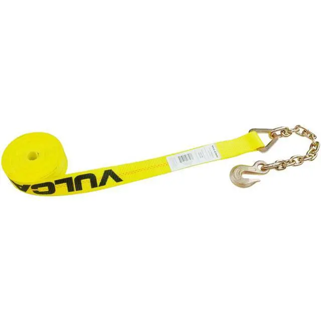 Alt view image 4 of 6 - Ratchet Strap with Chain Anchors - 2 Inch x 30 Foot - Classic Yellow - Case of 3-3,600 Pound Safe Working Load