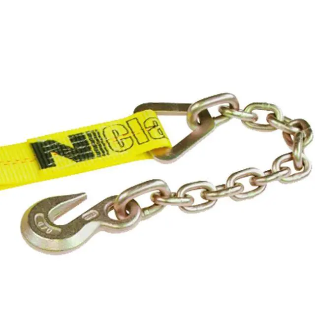 Alt view image 5 of 6 - Ratchet Strap with Chain Anchors - 2 Inch x 30 Foot - Classic Yellow - Case of 3-3,600 Pound Safe Working Load
