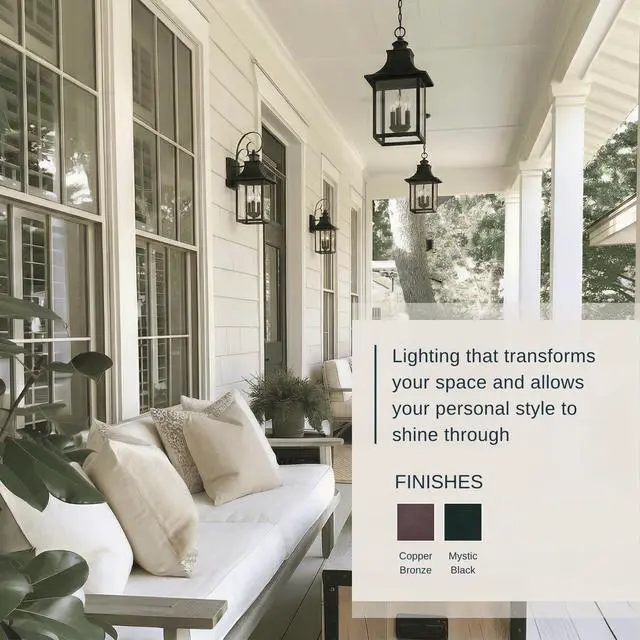 Alt view image 4 of 6 - Chancellor 23.25" Outdoor Wall Lantern, 3-Light Mystic Black Sconce with Clear Glass for Porch, Patio, or Entryway