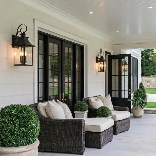 Alt view image 6 of 6 - Chancellor 23.25" Outdoor Wall Lantern, 3-Light Mystic Black Sconce with Clear Glass for Porch, Patio, or Entryway