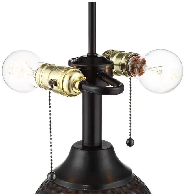 Alt view image 4 of 6 - Cody Rustic Farmhouse 3-Way Table Lamps 26" High Set of 2 with Table Top Dimmers Hammered Oiled Bronze Oatmeal Linen Drum Shade for Living Room Bedroom House Bedside Nightstand