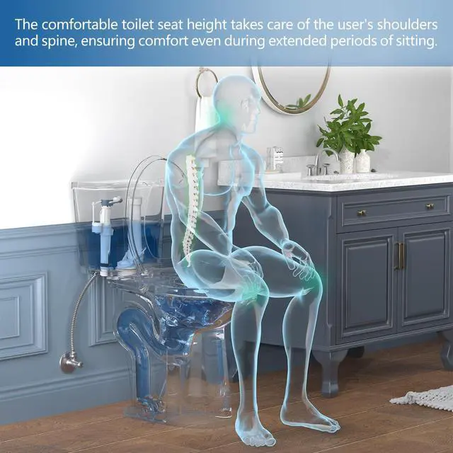 Alt view image 5 of 6 - Tall Toilets for Seniors 21 Inch Extra Tall Toilet with S-trap & Single Flush Tank, High Toilet Bowl with Comfort Chair Seat Suitable for Tall Person