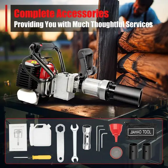 Alt view image 4 of 6 - 32.6CC 2 Stroke Gas Powered T-Post Driver, 900W Gas Powered Pile Driver Fence Post Driver Portable Petrol Piledriver Single Cylinder Air Cooling 8500r/min