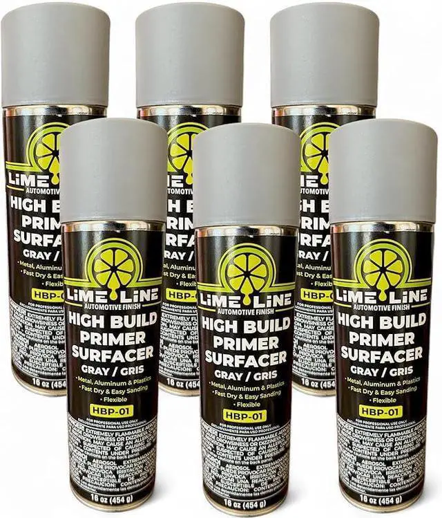 Main image of 1K Flexible High Build Primer Surfacer, Direct to Metal, Automotive and Industrial Grade, 16 oz Aerosol Spray Can, Primer Light Grey (Pack of 6)