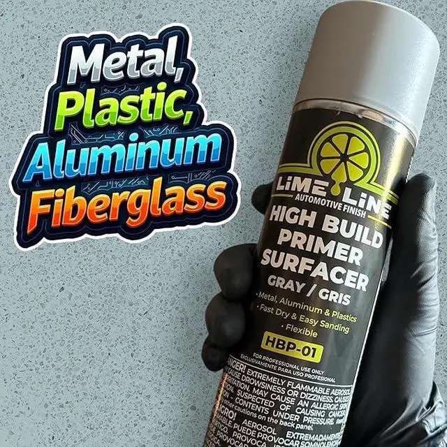 Alt view image 3 of 5 - 1K Flexible High Build Primer Surfacer, Direct to Metal, Automotive and Industrial Grade, 16 oz Aerosol Spray Can, Primer Light Grey (Pack of 6)