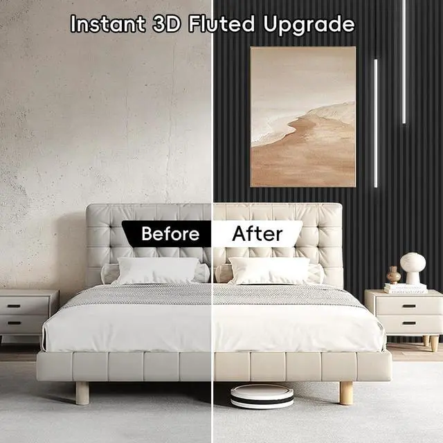 Alt view image 5 of 6 - WPC Slat Wall Panels, 90.5 x 7.9 x 0.8Inches 10Pack 3D Accent Wall Paneling for Interior Home Decor Living Room, TV Background, Office, Bedroom (Matte Black)