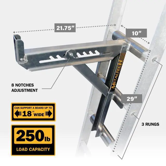 Alt view image 2 of 6 - Jobsite Series 3-Rung Ladder Jack 2-Pack E-LJ30P, Aluminum Jack for Scaffolding Extensions and Work Platforms, Scaffold, Masonry, Painting, and Roofing Tool for Job Site and Home Improvement