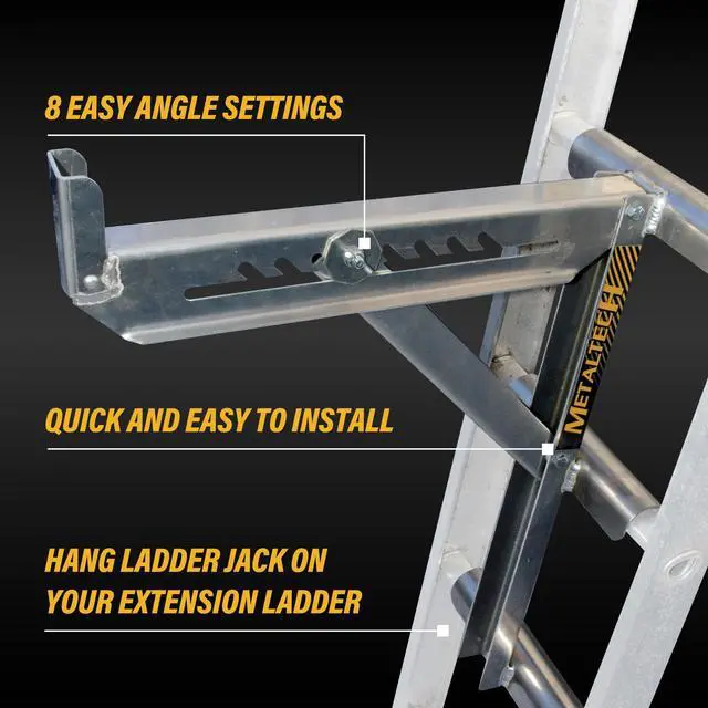 Alt view image 3 of 6 - Jobsite Series 3-Rung Ladder Jack 2-Pack E-LJ30P, Aluminum Jack for Scaffolding Extensions and Work Platforms, Scaffold, Masonry, Painting, and Roofing Tool for Job Site and Home Improvement