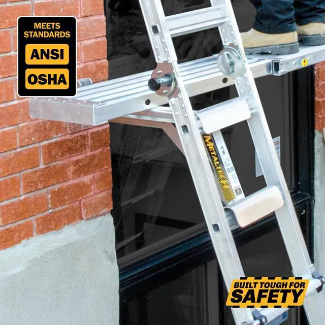 Alt view image 4 of 6 - Jobsite Series 3-Rung Ladder Jack 2-Pack E-LJ30P, Aluminum Jack for Scaffolding Extensions and Work Platforms, Scaffold, Masonry, Painting, and Roofing Tool for Job Site and Home Improvement