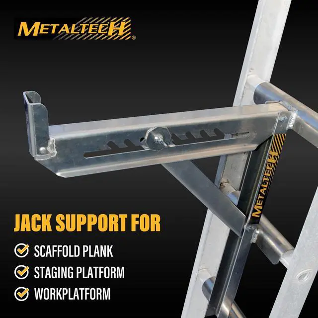 Alt view image 6 of 6 - Jobsite Series 3-Rung Ladder Jack 2-Pack E-LJ30P, Aluminum Jack for Scaffolding Extensions and Work Platforms, Scaffold, Masonry, Painting, and Roofing Tool for Job Site and Home Improvement