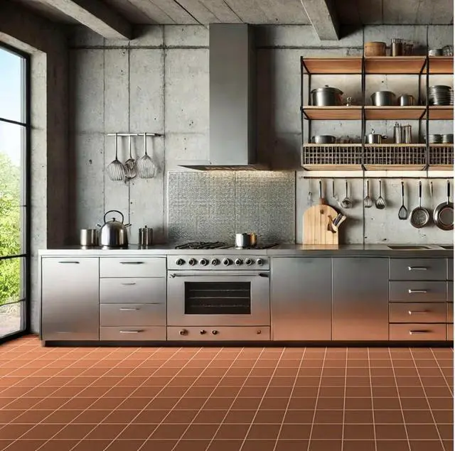 Alt view image 5 of 6 - 6x6 Red Quarry Tile Durable Ceramic Floor Wall Tile Indoor and Outdoor Use,Matte Finish, Non-Slip Surface, Great for Restaurant Hotel Kitchen Spa, Premium Grade- 30 Tile Box
