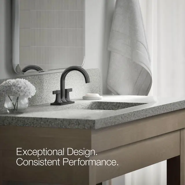 Alt view image 4 of 6 - K-28124-4-BL Venza® Centerset Bathroom Sink Faucet, 3-Hole, 1.2 GPM, Easy Installation, Corrosion Resistant, Matte Black