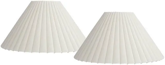 Main image of Set of 2 Box Pleat Empire Lamp Shade (Pre-Assembled) s Antique White Large 6.75" Top x 20.75" Bottom x 10.75" High x 12.5" Slant Spider with Replacement Harp and Finial Fitting