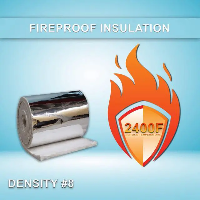 Alt view image 2 of 6 - Ceramic Fiber Blanket with Aluminum Foil Facing, 8# Density, 1" x 24" x 12.5', 2400F, High Temperature Insulation Blanket for Stove Furnace Forge Kiln Fireplace Welding Soldering HVAC