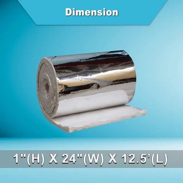 Alt view image 4 of 6 - Ceramic Fiber Blanket with Aluminum Foil Facing, 8# Density, 1" x 24" x 12.5', 2400F, High Temperature Insulation Blanket for Stove Furnace Forge Kiln Fireplace Welding Soldering HVAC