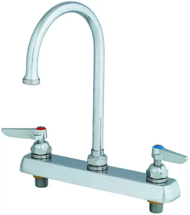Main image of B-1142 Workboard Faucet, Deck Mount, 8-Inch Centers, Swivel Gooseneck, Lever Handles