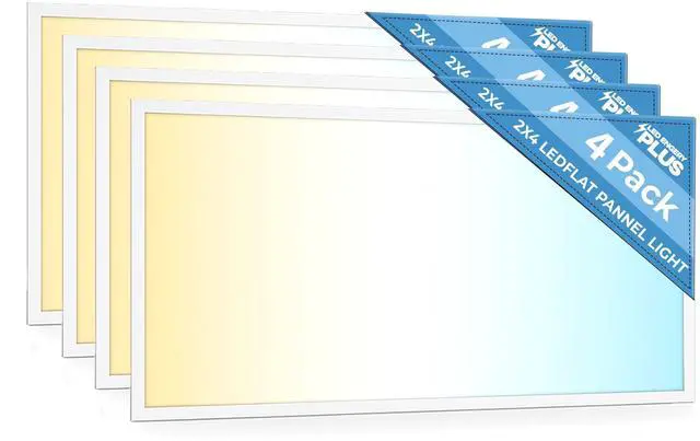 Main image of 4 Pack 2x4 LED Flat Panel Light for Drop Ceiling, 9360lm Selectable 30W/40W/50W/60W/72W, Color Temperature 3000K/3500K/4000K/5000K/6500K, 0-10V Dimmable, 120-277V, ETL