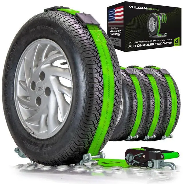Main image of Car Tie Down - Rolling Idler 3-Cleat - 120 Inch - 4 Pack - High-Viz - 3,300 Pound Safe Working Load